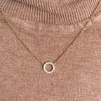 Collana Cerchio della Vita Zirconi in Acciaio Gold