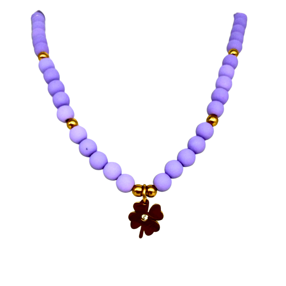Collana Fortuna Lilla in Acciaio Gold