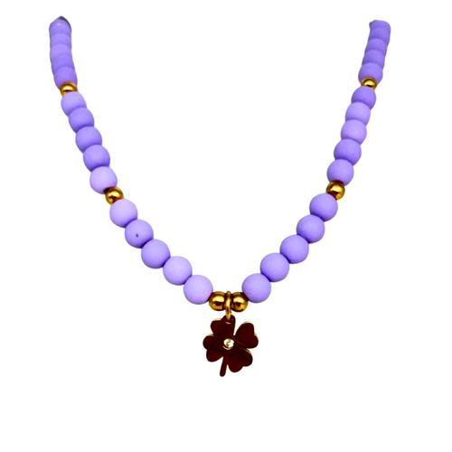 Collana Fortuna Lilla in Acciaio Gold