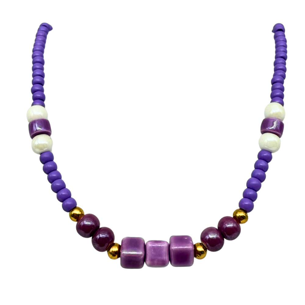 Collana Geometrie di viole in Acciaio Gold