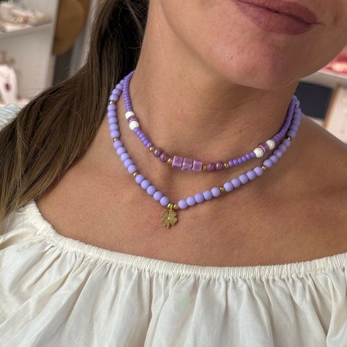 Collana Fortuna Lilla in Acciaio Gold