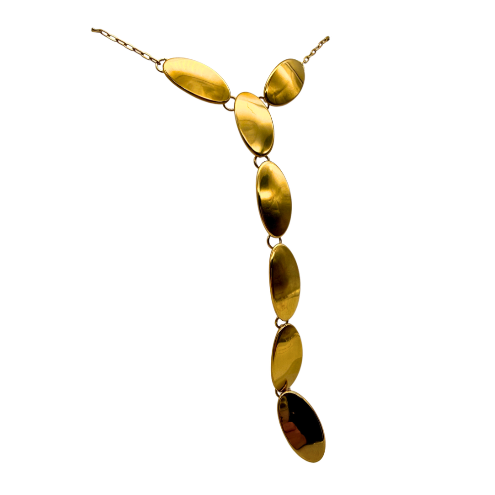 Collana Pendol a V in Acciaio Gold