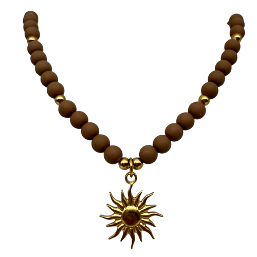 Collana Sole di Terra in Acciaio Gold