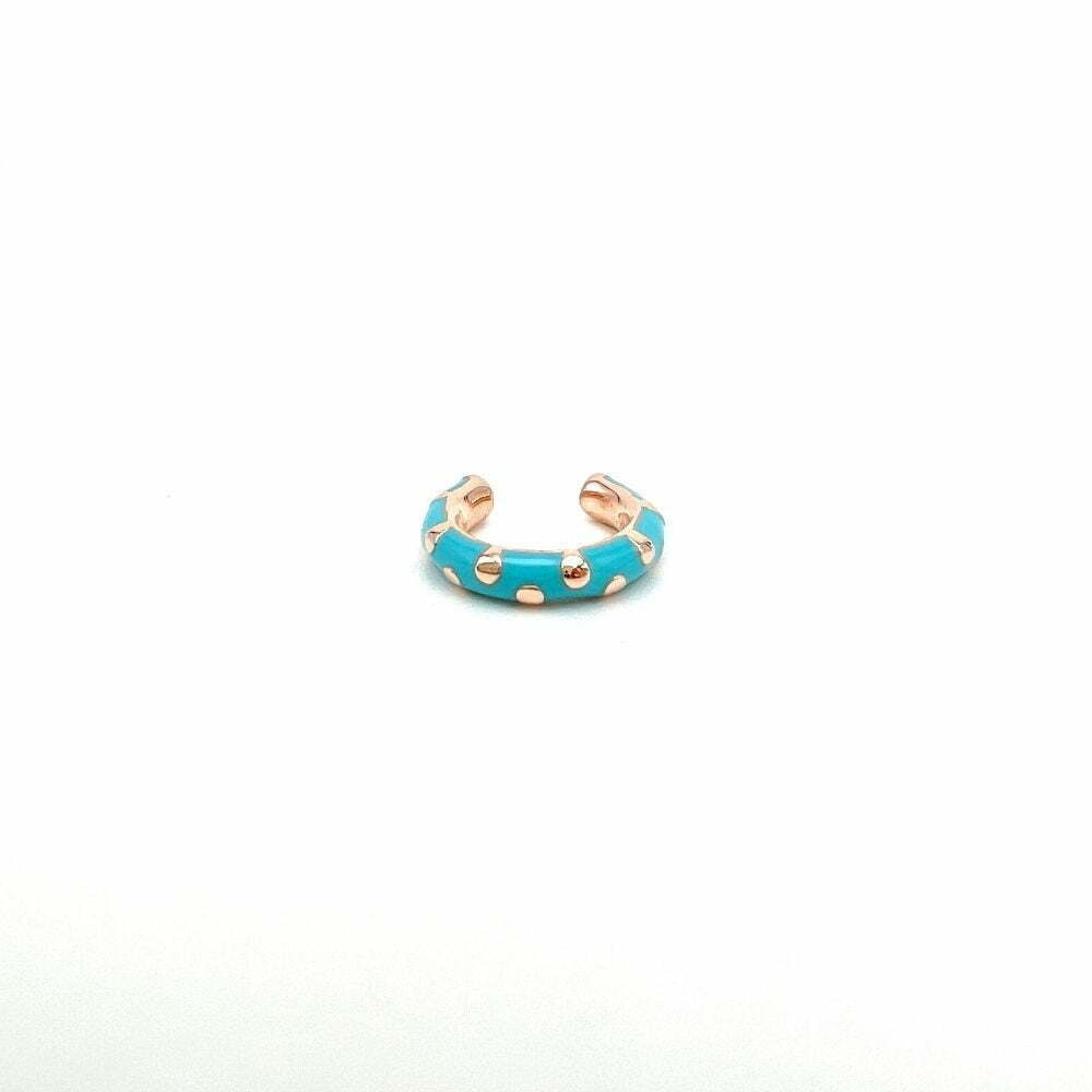 Ear cuff Smaltato Blu con Gocce D’Oro Rosè
