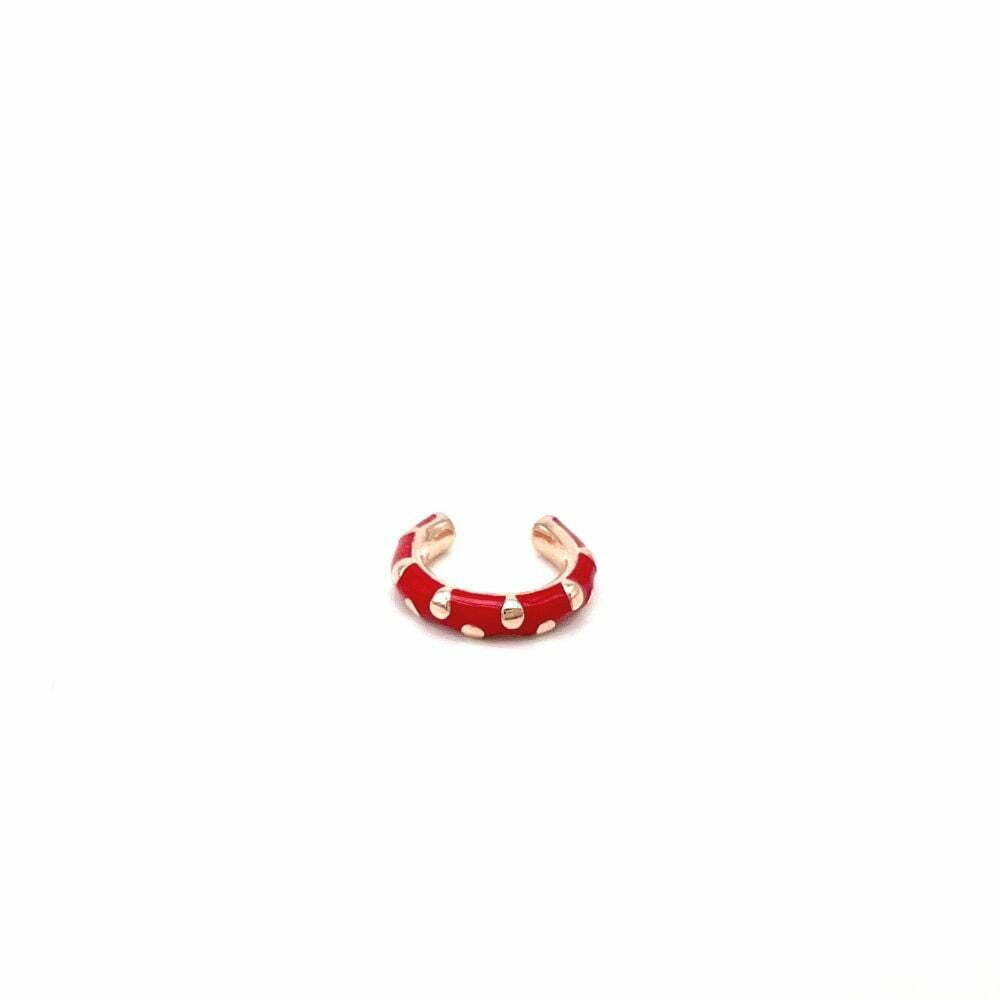 Ear cuff Smaltato Rosso con Gocce D'Oro Rosè
