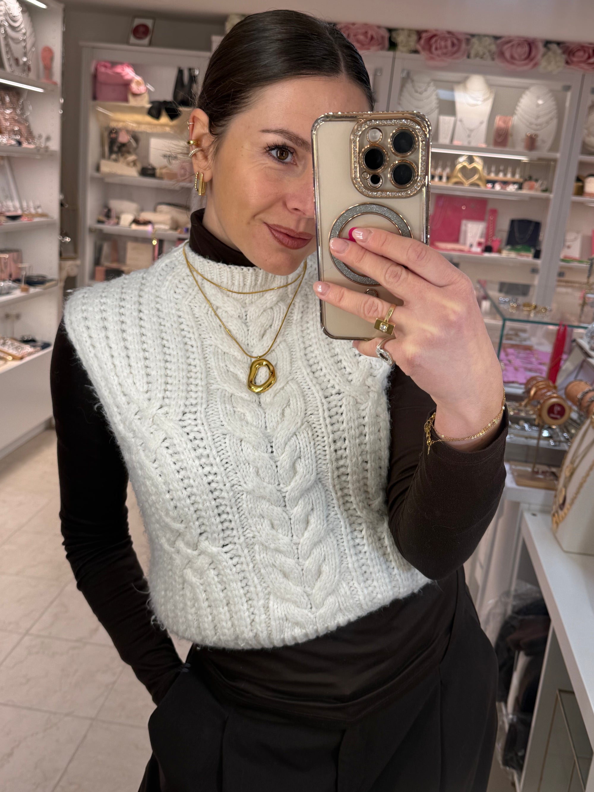 Collana Raw Oval in Acciaio Gold