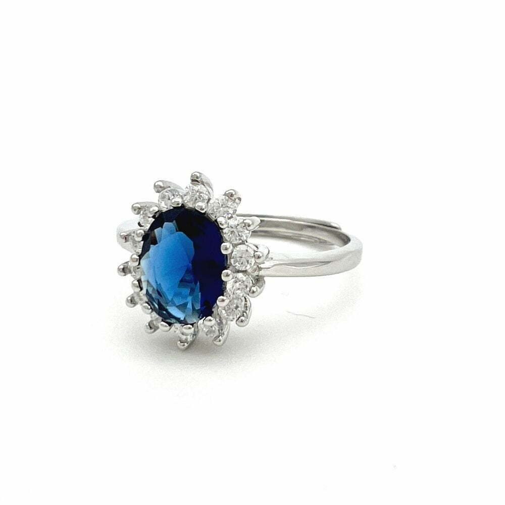 Anello Kate blu con zirconi bianchi