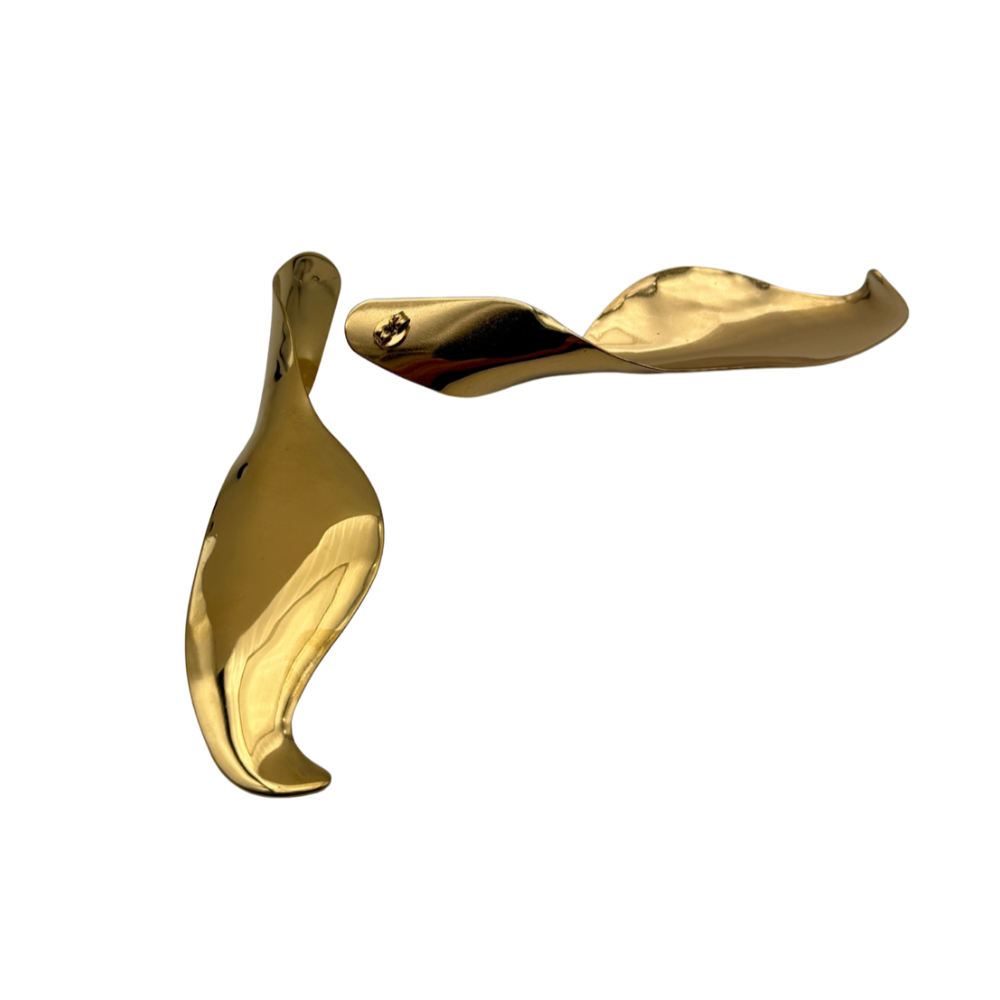 Orecchini Onde Dorate in Acciaio Gold