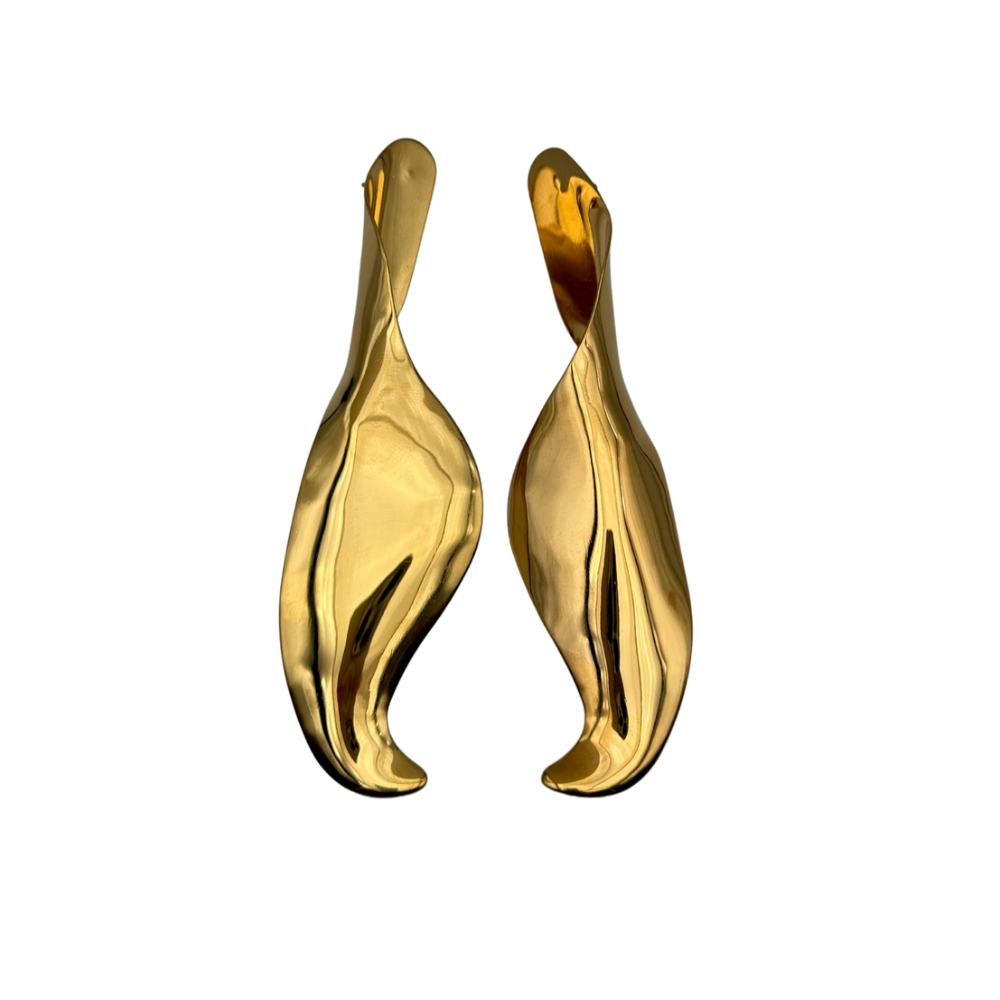 Orecchini Onde Dorate in Acciaio Gold