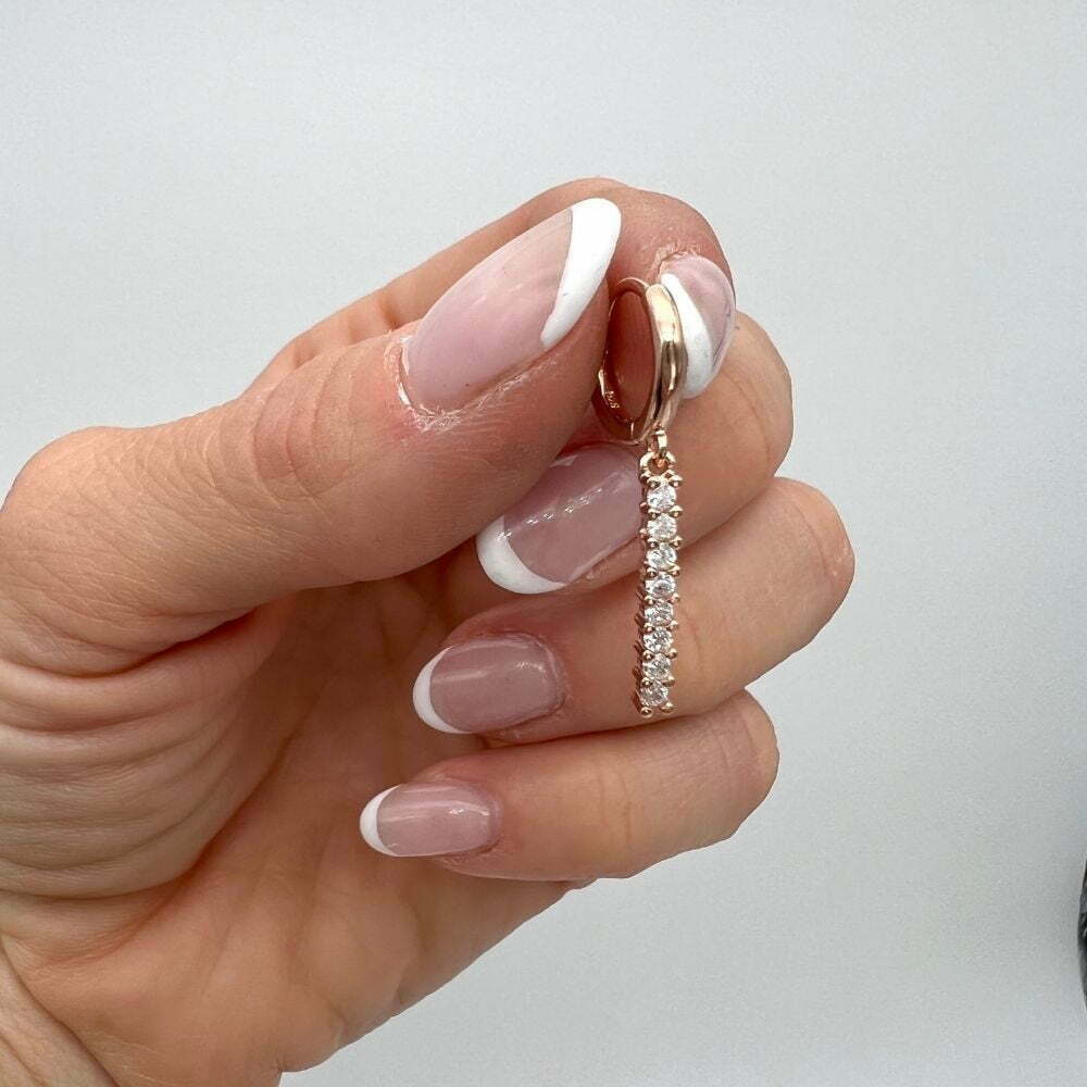Mono Hoop Pendente con Zirconi in Argento Rosè