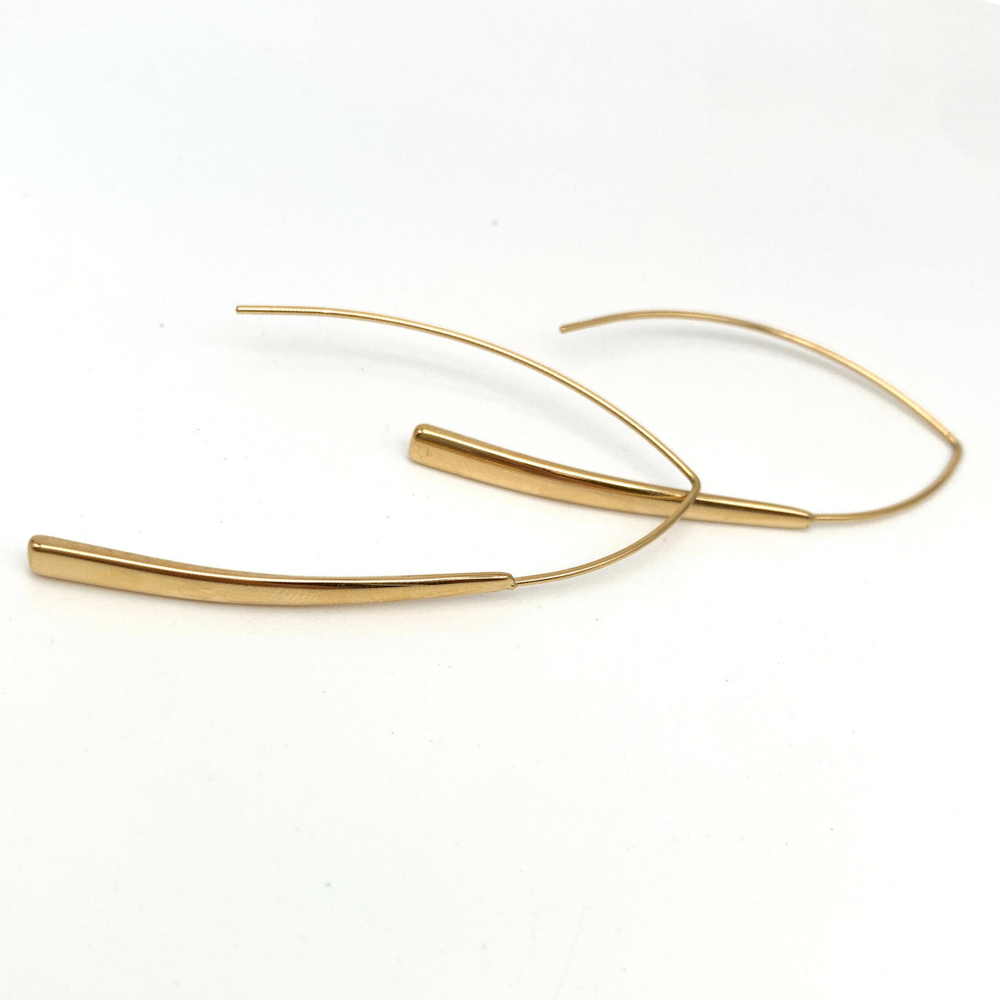 Orecchini a Filo in Acciaio Gold