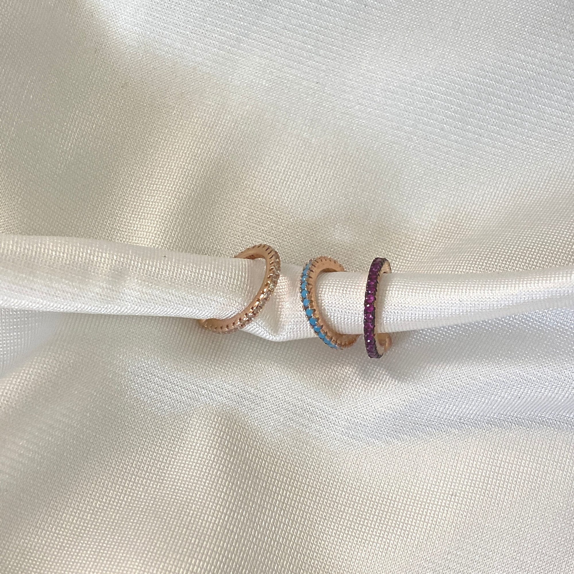 Ear cuff Sparkle Rosè con Zirconi Turchesi