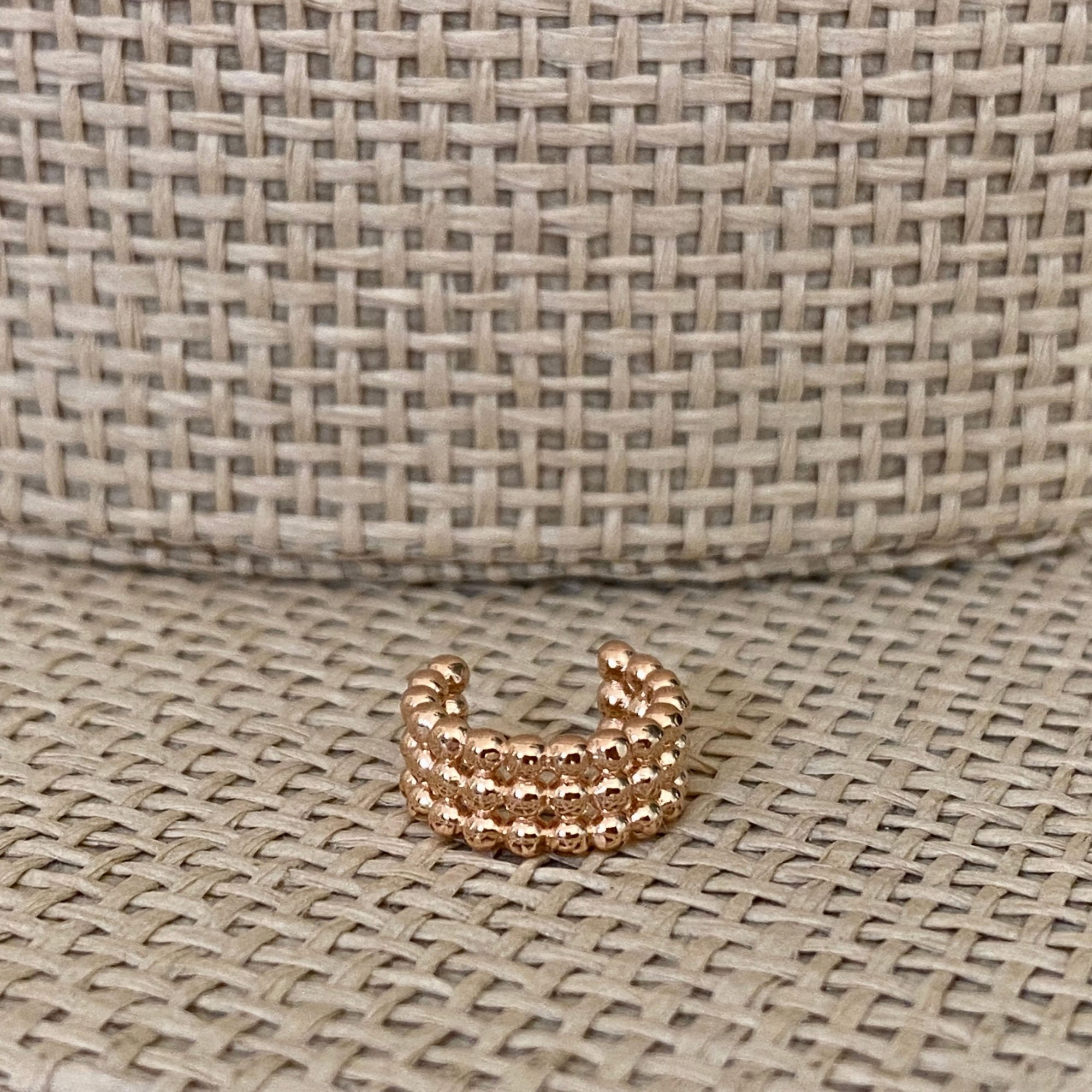 Ear Cuff Tre File Bubbles in Argento Rosè