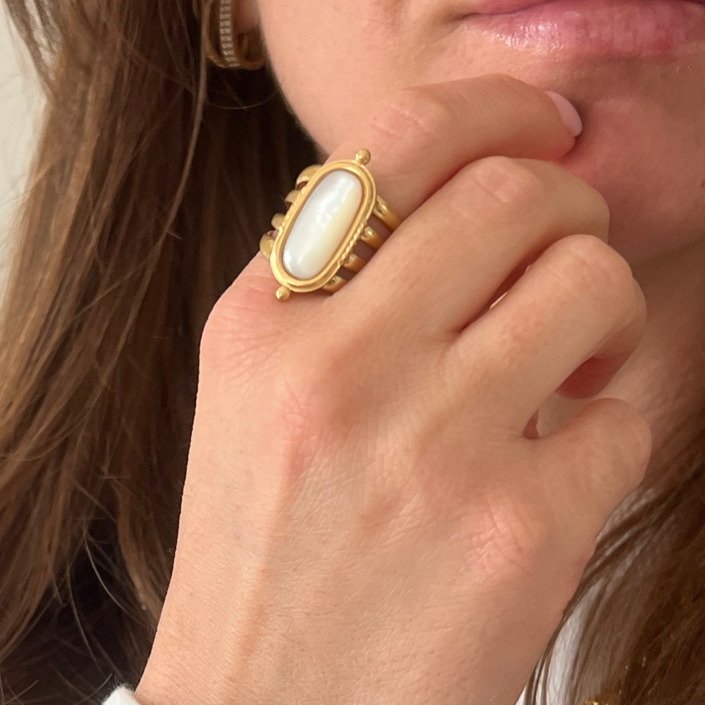 Cleo Ring in Acciaio Gold