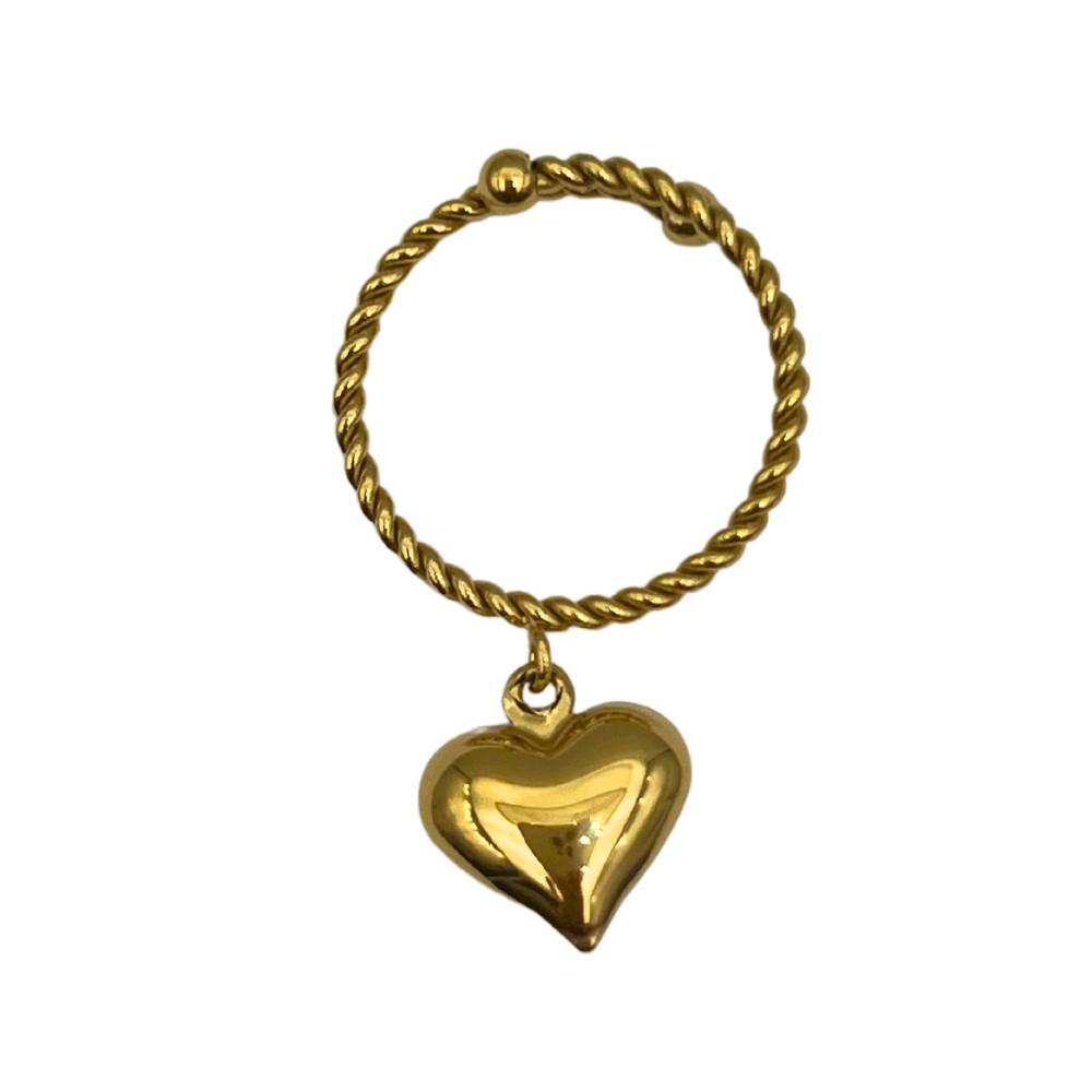 Anello Melodia del Cuore in Acciaio Gold - WJ Gioielli