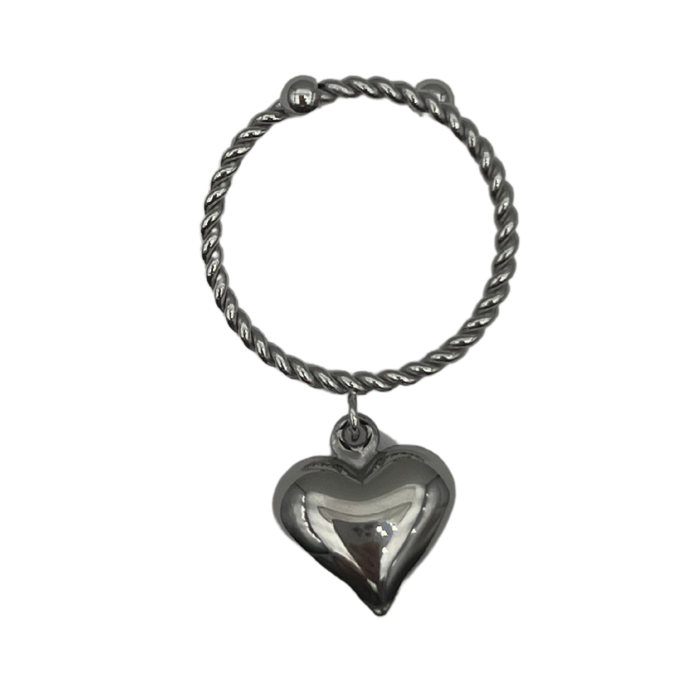 Anello Melodia del Cuore in Acciaio Silver - WJ Gioielli