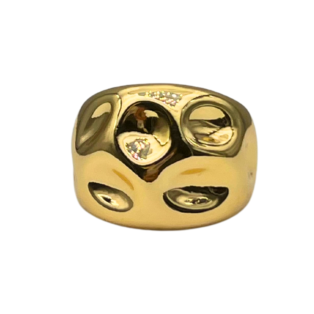 Anello Terra Fusa in Acciaio Gold - WJ Gioielli