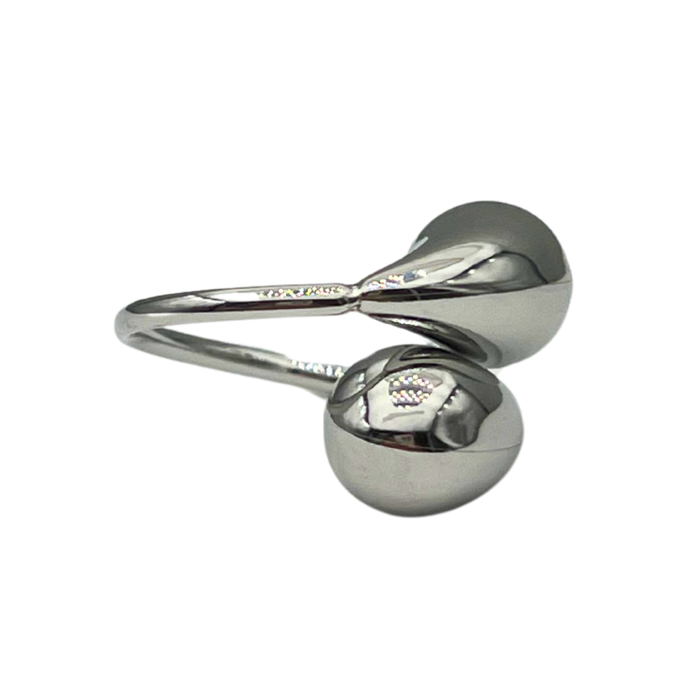 Anello Two Drops in Acciaio Silver - WJ Gioielli