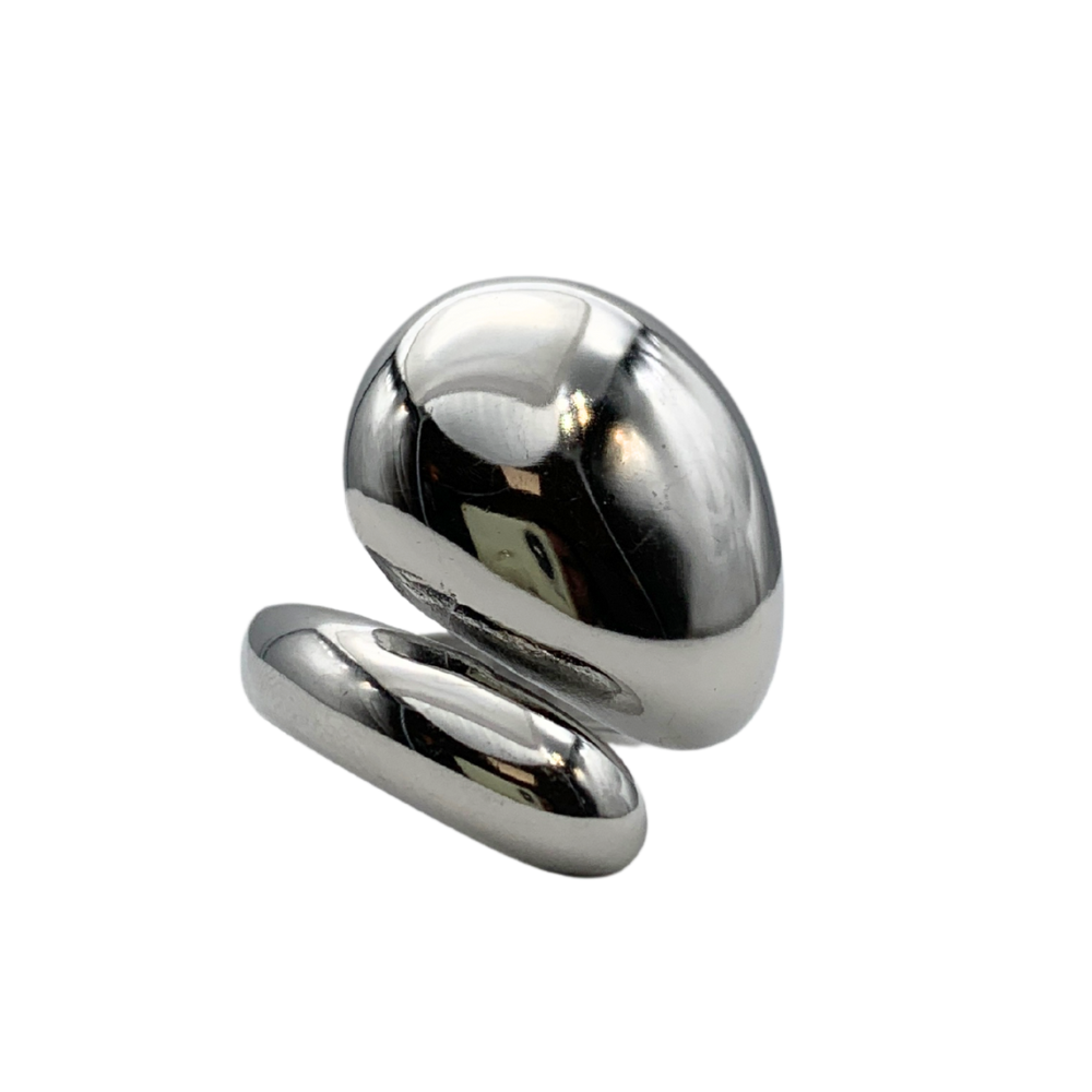Anello Contrariè Big in Acciaio Silver - WJ Gioielli