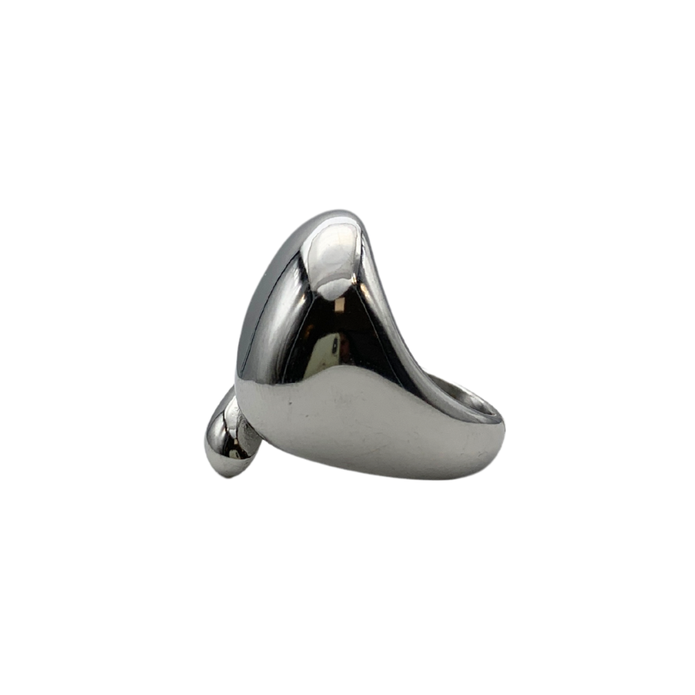 Anello Contrariè Big in Acciaio Silver - WJ Gioielli