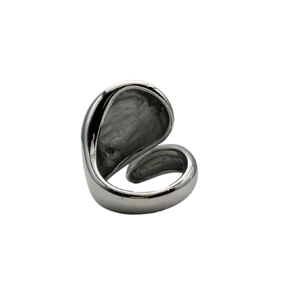 Anello Contrariè Big in Acciaio Silver - WJ Gioielli