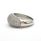 anello in argento 925 con zirconi bianchi pavé bombato