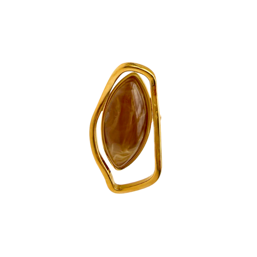 Anello Brown Stone in Acciaio Gold