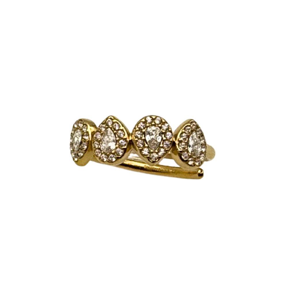 Anello Regolabile Corona di Gocce in Acciaio Gold