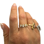 Anello Regolabile Corona di Gocce in Acciaio Gold