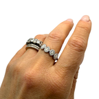 Anello Regolabile Corona di Gocce in Acciaio Silver