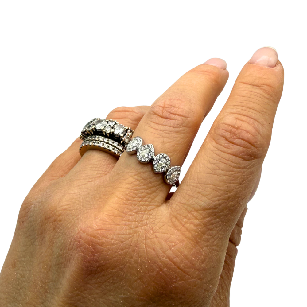 Anello Regolabile Corona di Gocce in Acciaio Silver