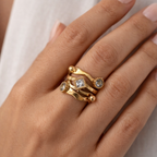 Anello Costellazione Dorata in Acciaio Gold