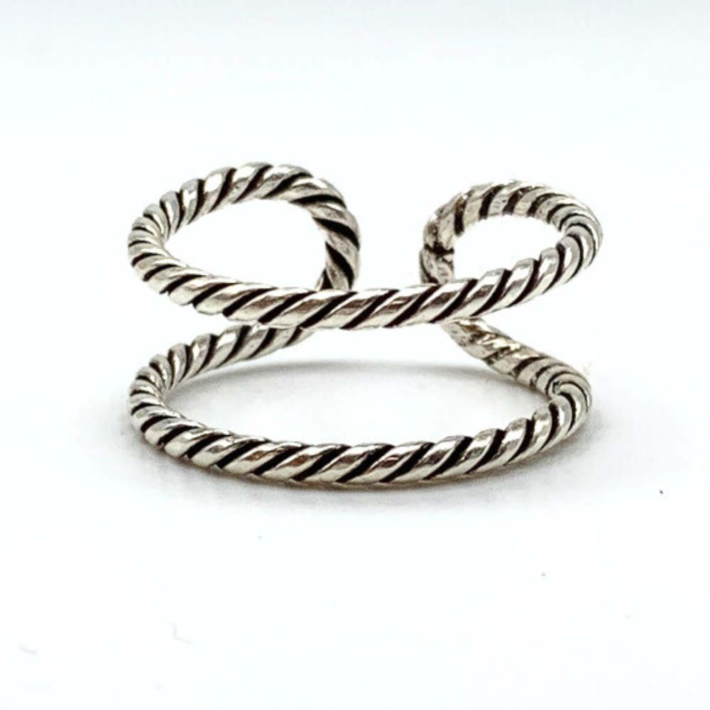 anello doppia fascia argento torchon