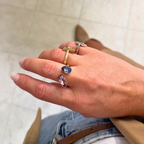 Anello Duo Viola & Blu in Acciaio Gold