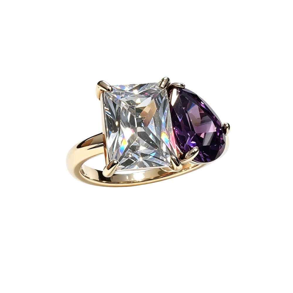Anello Emily Viola in Acciaio Gold