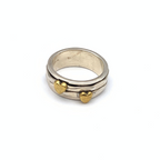 anello in argento 925 composto da due anelli con cuore gold saldato scorrevoli su un anello più grande