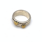 anello in argento 925 composto da due anelli con cuore gold saldato scorrevoli su un anello più grande