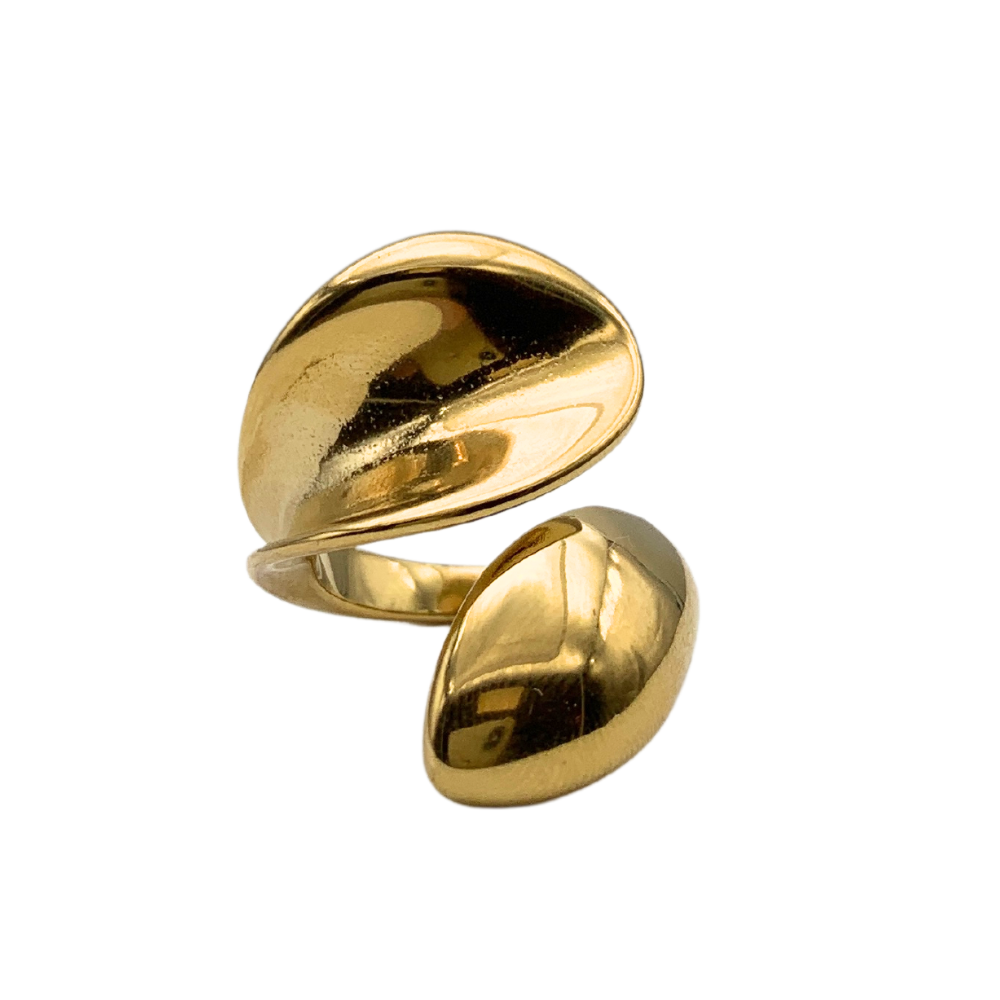 Anello Contrariè Big in Acciaio Gold - WJ Gioielli