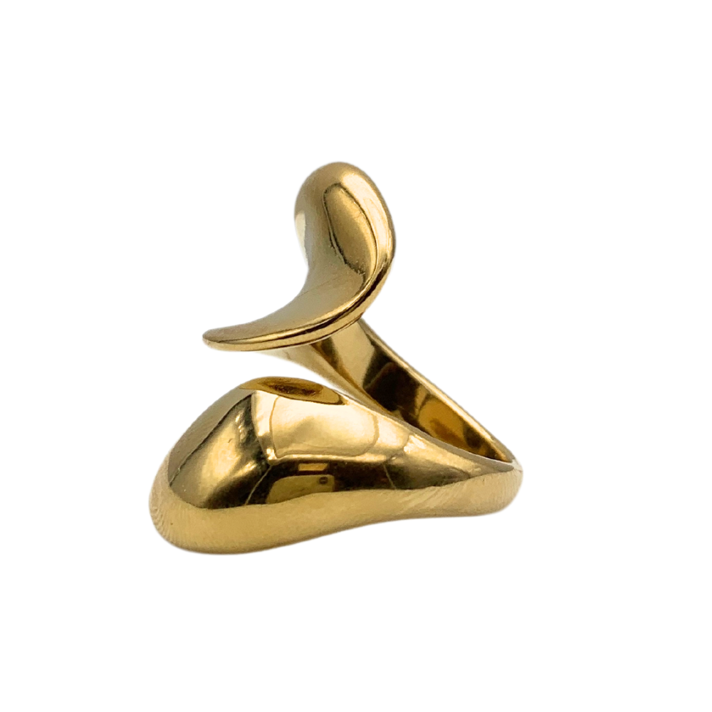 Anello Contrariè Big in Acciaio Gold - WJ Gioielli