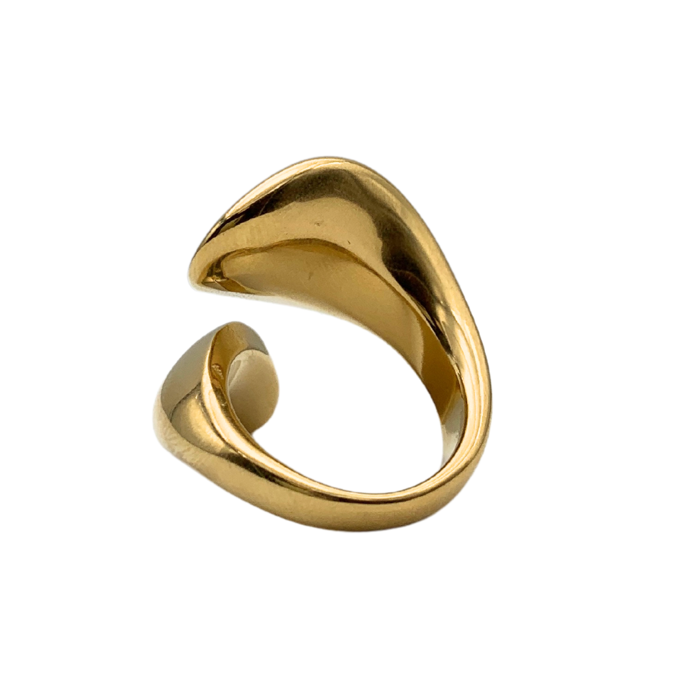 Anello Contrariè Big in Acciaio Gold - WJ Gioielli