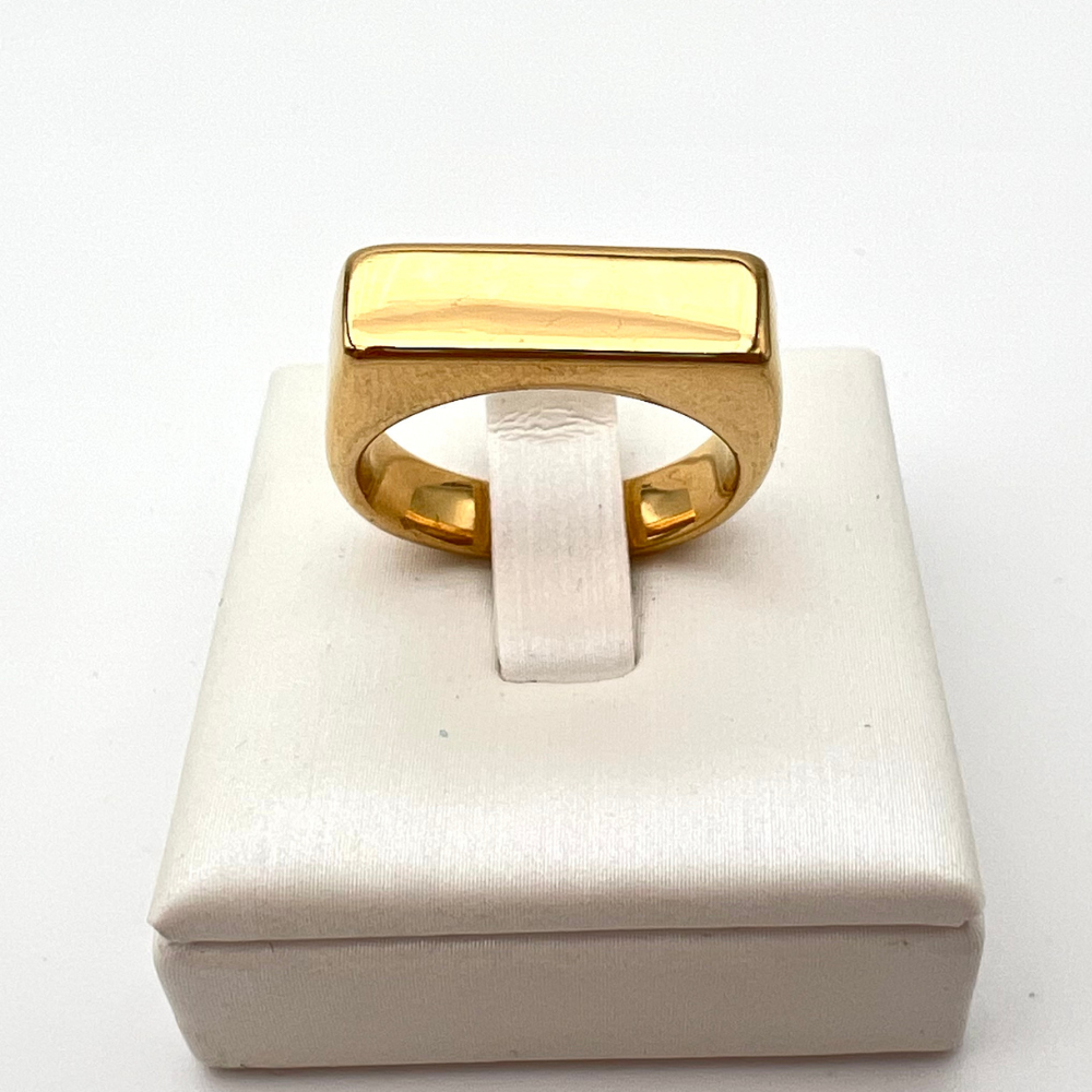 anello in acciaio rettangolare liscio gold