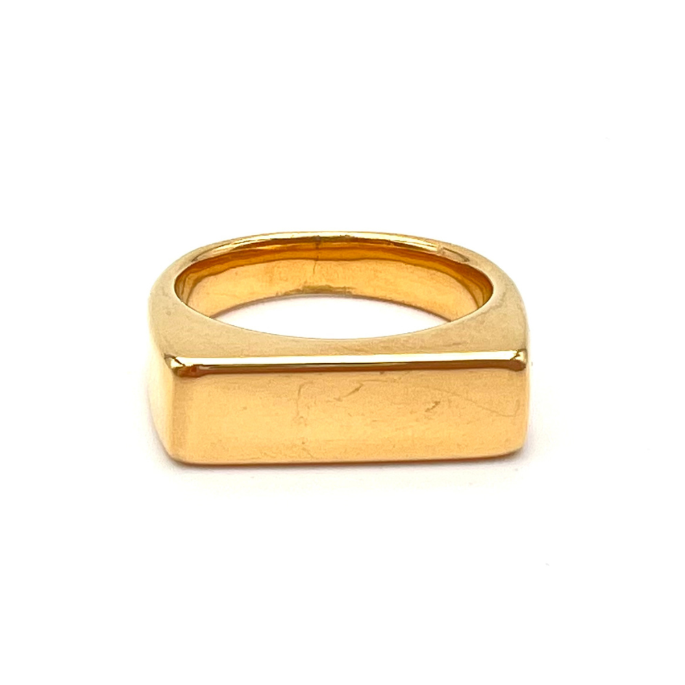 Anello Rettangolare in Acciaio Gold - WJ Gioielli