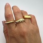 anello rettangolare gold liscio in acciaio