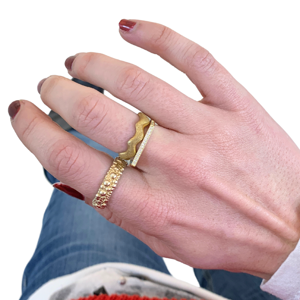 Anello Onda Minimal in Argento Gold - WJ Gioielli