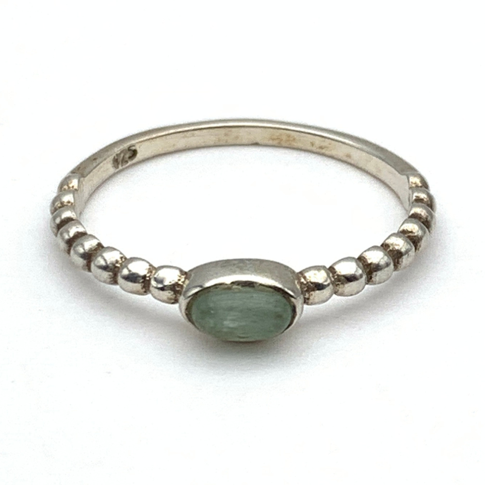 Anello Pietra Verde Opaco in Argento Silver - WJ Gioielli
