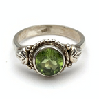 Anello Pietra Verde Chiaro Tonda in Argento Silver - WJ Gioielli
