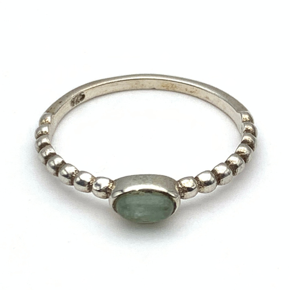 Anello Pietra Verde Opaco in Argento Silver - WJ Gioielli