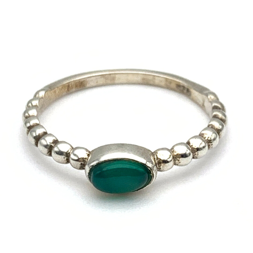 Anello Pietra Verde Scuro in Argento Silver - WJ Gioielli