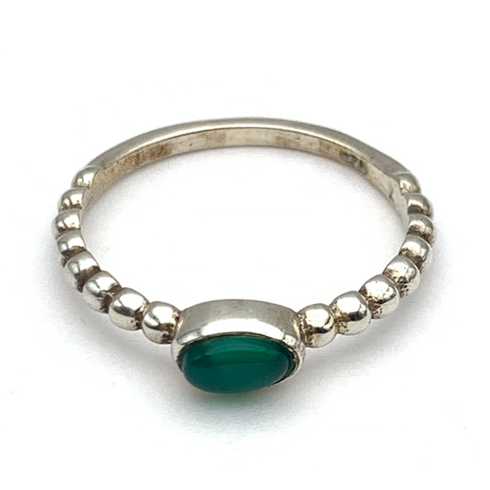 Anello Pietra Verde Scuro in Argento Silver - WJ Gioielli