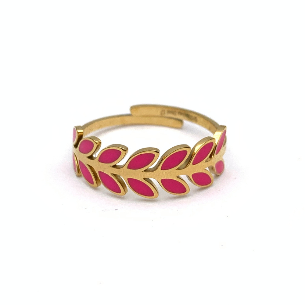 anello in acciaio gold smaltato fucsia fantasia papillon